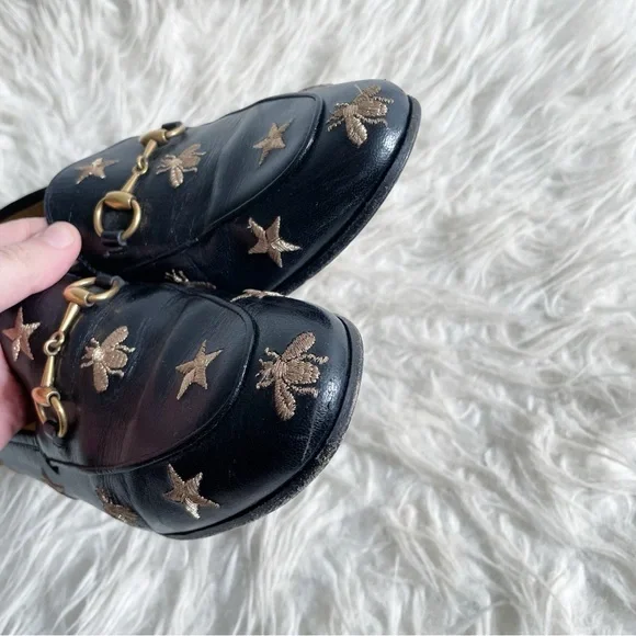 Gucci Jordaan Embroidered Leather Loafer Bee Star
Black Gold Horsebit Size 37.5 - Picture 10 of 11